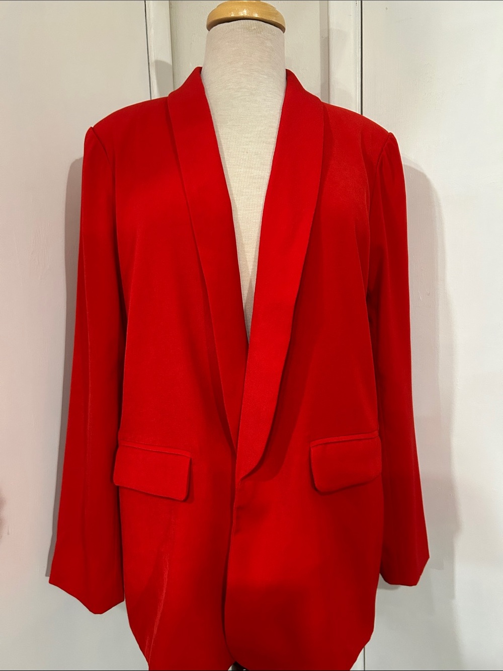 Red Shawl Collar Blazer - Ladies Tailored Jacket